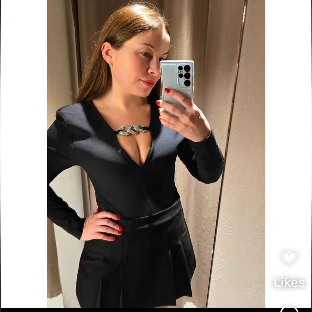 ZARA BEJEWELED STRETCH BODYSUIT - Picture 2 of 11